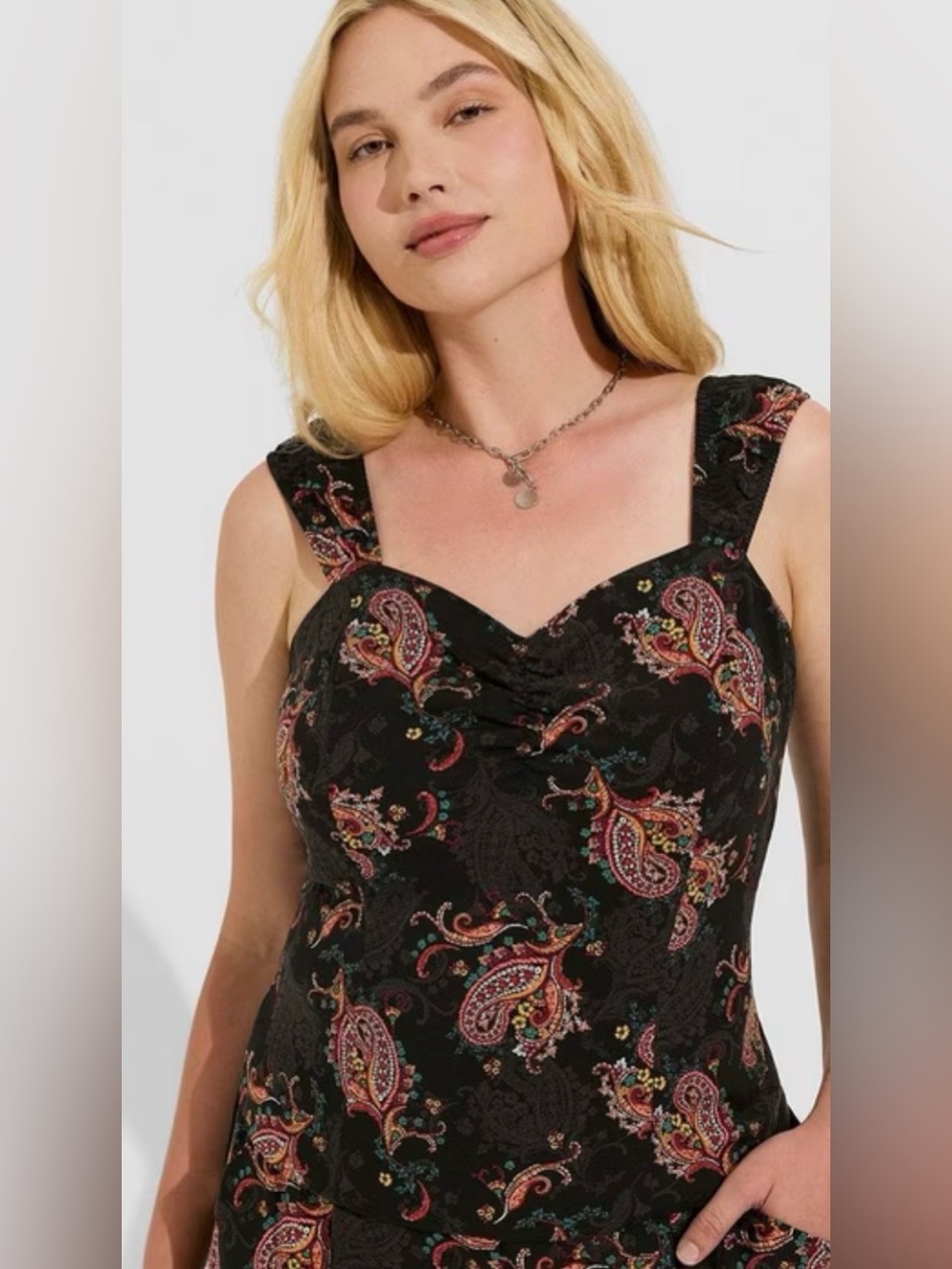 torrid Black Paisley Sweetheart Tank with Multicolor Print